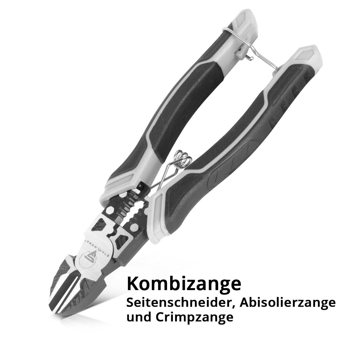 STAHLWERK Seitenschneider | Kombizange | Multifunktionszange | Abisolierzange | Crimpzange aus hochwertigem Chrom-Vanadium