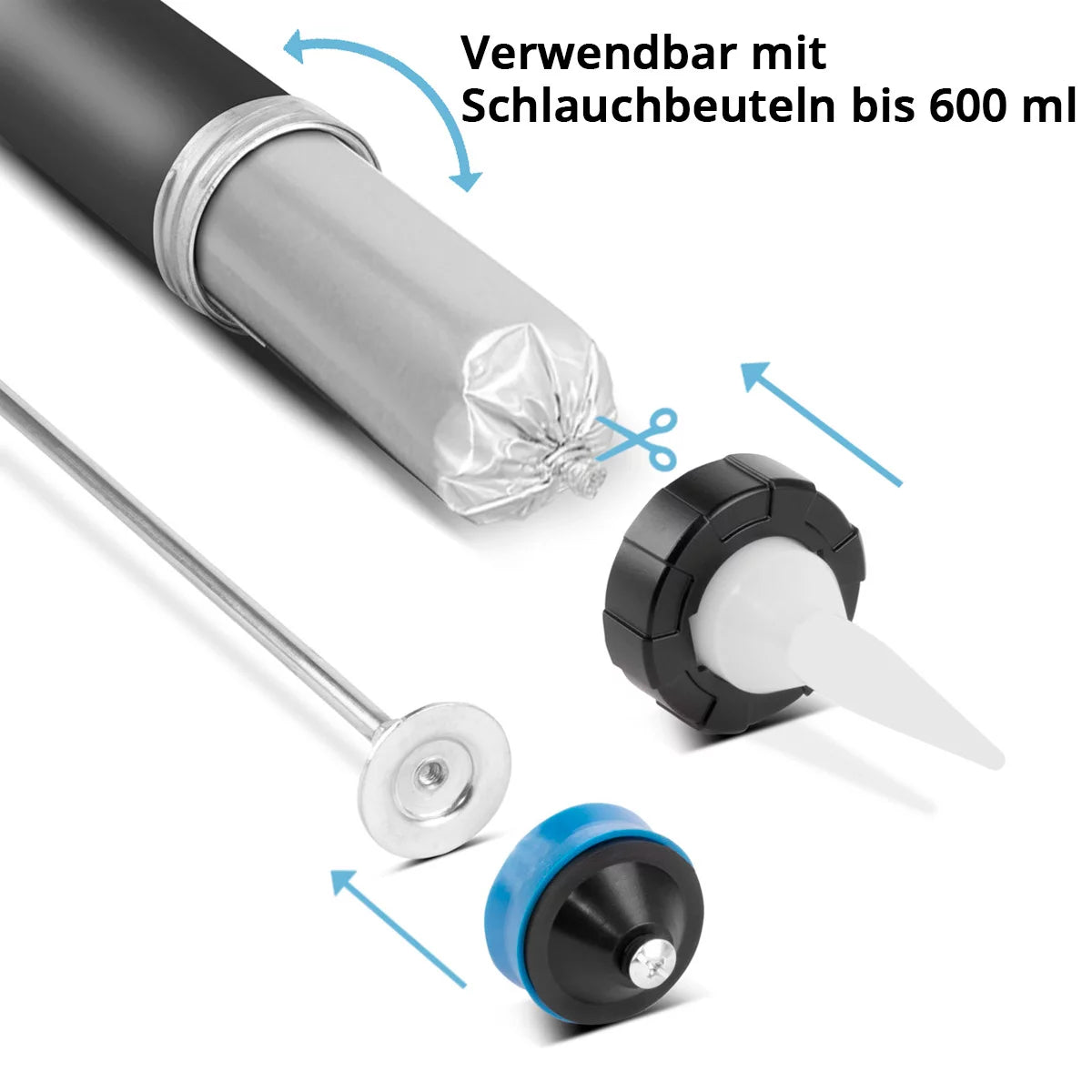 Steelworks Silicone pistol SPB-600 ST with 600 ml made of aluminum silicone press | Acrylpistol | Kartuschenpresse | Bag press | Silicone sprayer | Carturse gun for cartridges and hose bags