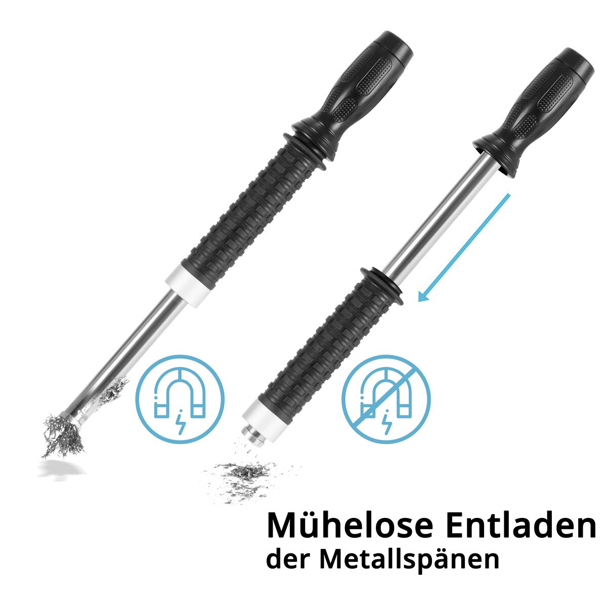 STAHLWERK Teleskopische Magnetleiste | magnetischer Spänesammler | Magnetsammler | Teleskopmagnet | Magnetheber | Magnetstab zur Aufnahme magnetischer Metallspäne und Kleinteile