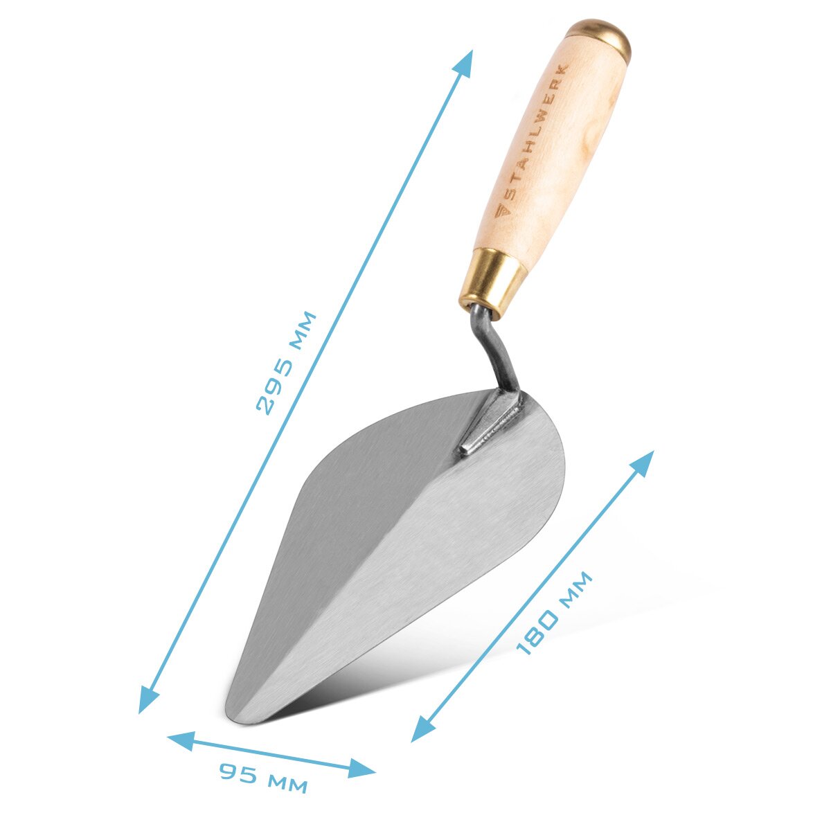 Steelworks pointed cells 4er set 150-200 mm, high-quality carbon steel bricklayal plates / cleaning cellar / triangular cellar with ergonomic handle