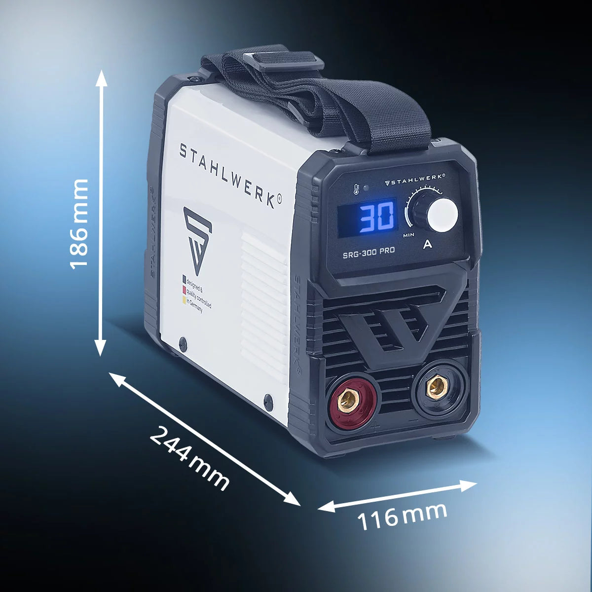 STAHLWERK SRG 300 Pro | Elektrochemisches Schweißnaht-Reinigungsgerät mit 10-30 A | Kompakt und leistungsstark | Elektrolyt -Schweißnaht-Beizgerät zu Passivierung und Schweißnahtveredelung