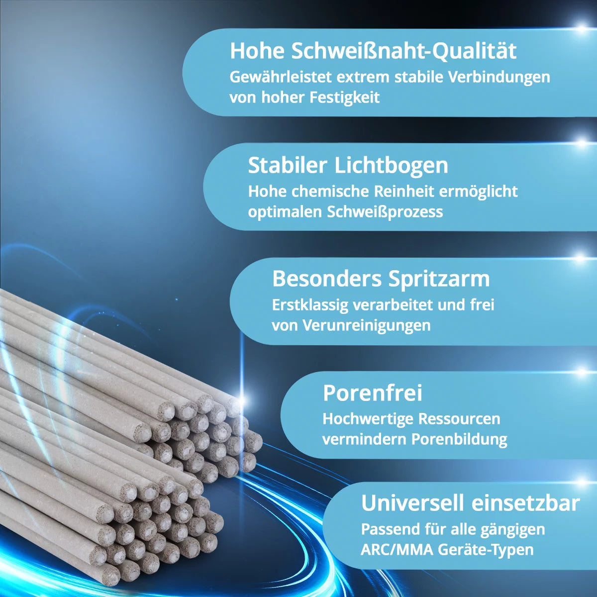 STAHLWERK 2x rod electrodes AWS E6013RR thick rutile coated 3.2 x 350 mm, welding current 90-130 A, high chemical purity, 2 kg MMA ARC.