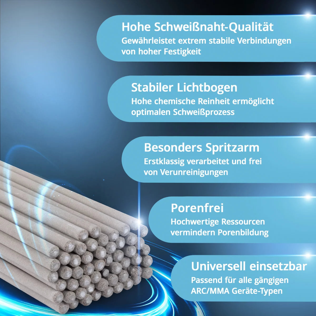 STAHLWERK Stabelektroden AWS E6013RR dick rutilumhüllt 2,5 x 350 mm Schweißstrom 50-90 A, hohe chemische Reinheit 2 kg MMA ARC