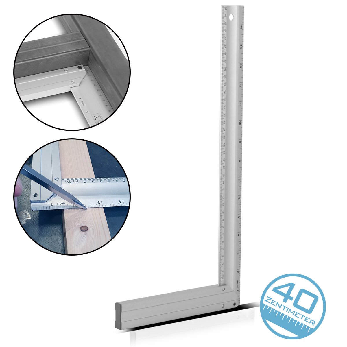 Steelworks aluminum stop angle measuring angle carpenter angle 400 mm angle riveted with cm and inches