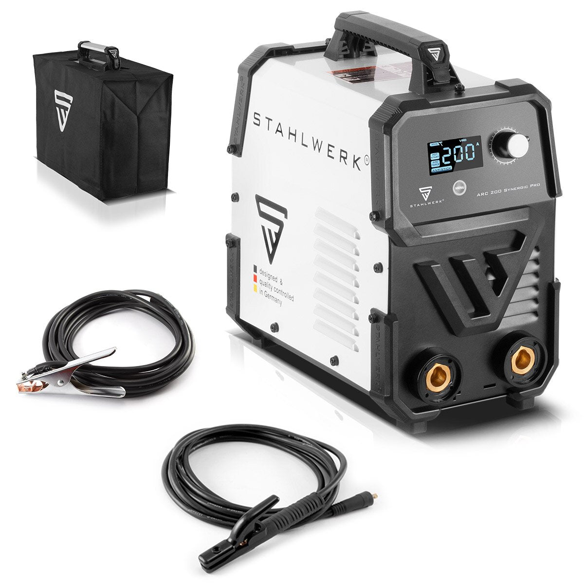 Stahlwerk ARC 200 Synergic Pro electrode welding machine, fully syngian MMA | E-hand | Lift-Tig inverter with 200 ampere and IGBT technology