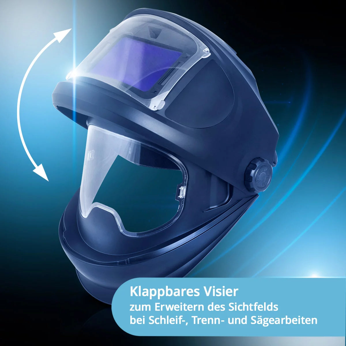 STAHLWERK 3-in-1 Automatik-Schweißhelm MASTER AIR | Schweißhelm mit Frischluftzufuhr | Bluetooth-Fernsteuerung | True-Colour-Farbwiedergabe | Abdunkelung DIN 4 bis DIN 14 | Optische Klasse 1/1/1/1