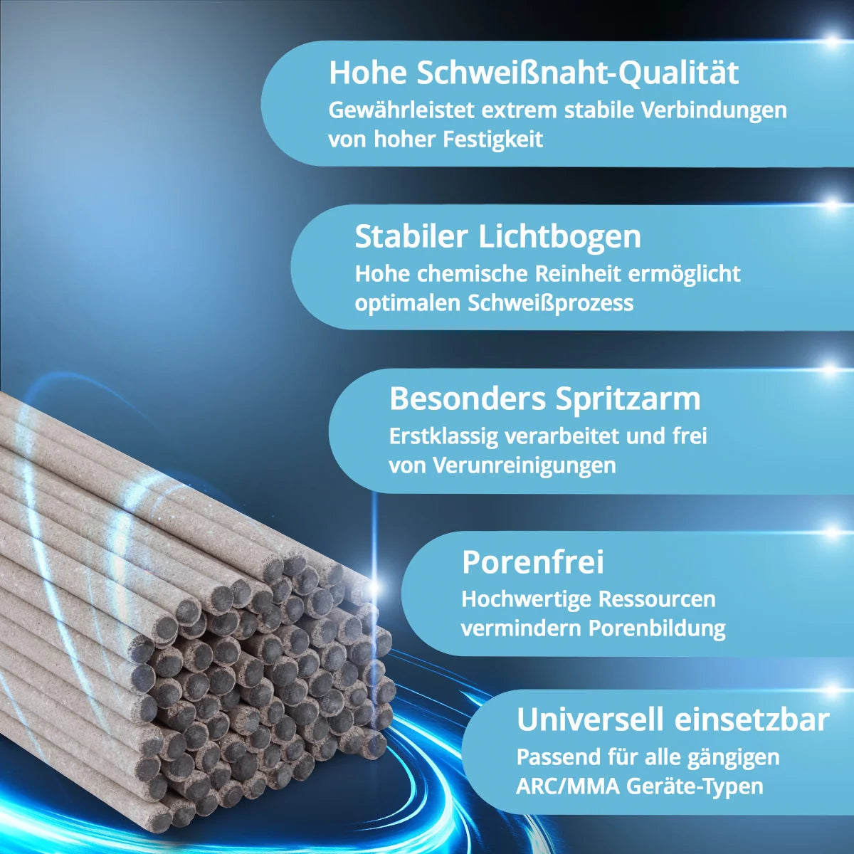 Elettrodi rivestiti STAHLWERK AWS E6013RR rivestimento rutile spesso 2 mm x 300 mm corrente di saldatura 50-70 A, elevata purezza chimica 2 kg MMA ARC