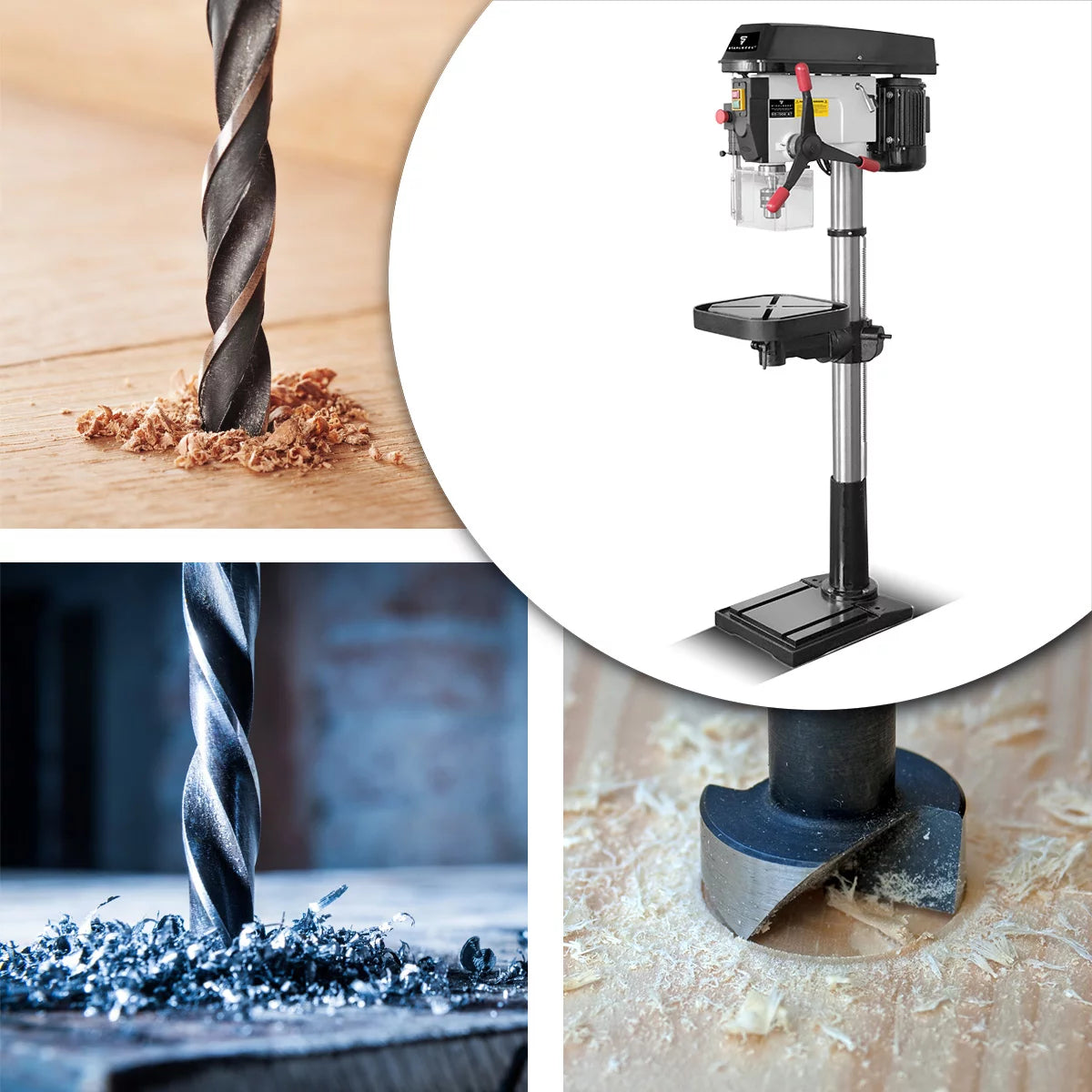 STAHLWERK BD-1500 ST Säulenbohrmaschine | Leistungsstarke Standbohrmaschine 1500 Watt für Heimwerker und Metallbau | Bohrdurchmesser Ø 20 mm | 150 - 2.450 U/min | Robuster Bohrtisch und Metallfuss