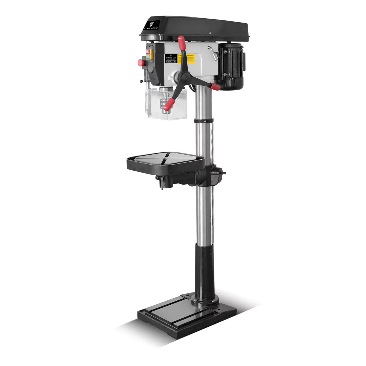 STAHLWERK BD-1500 ST Säulenbohrmaschine | Leistungsstarke Standbohrmaschine 1500 Watt für Heimwerker und Metallbau | Bohrdurchmesser Ø 20 mm | 150 - 2.450 U/min | Robuster Bohrtisch und Metallfuss