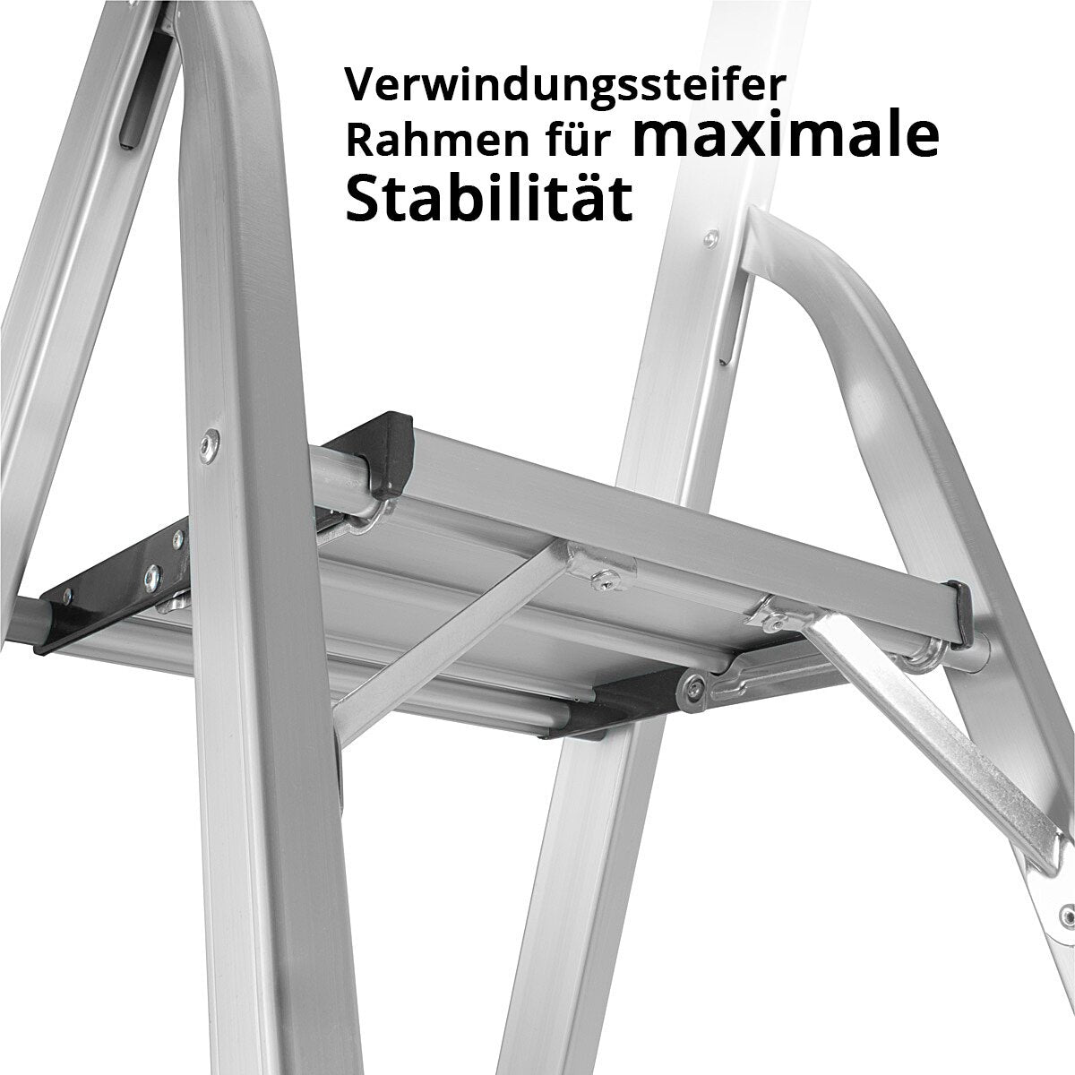 Stahlwerk Stahleiter HL-4 ST 150 kg, 4 gradini, altezza del supporto 78 cm, scala in alluminio / conduttore pieghevole / scala a gradini / scala multiuso con germogli non slip tra cui una garanzia del produttore di 7 anni