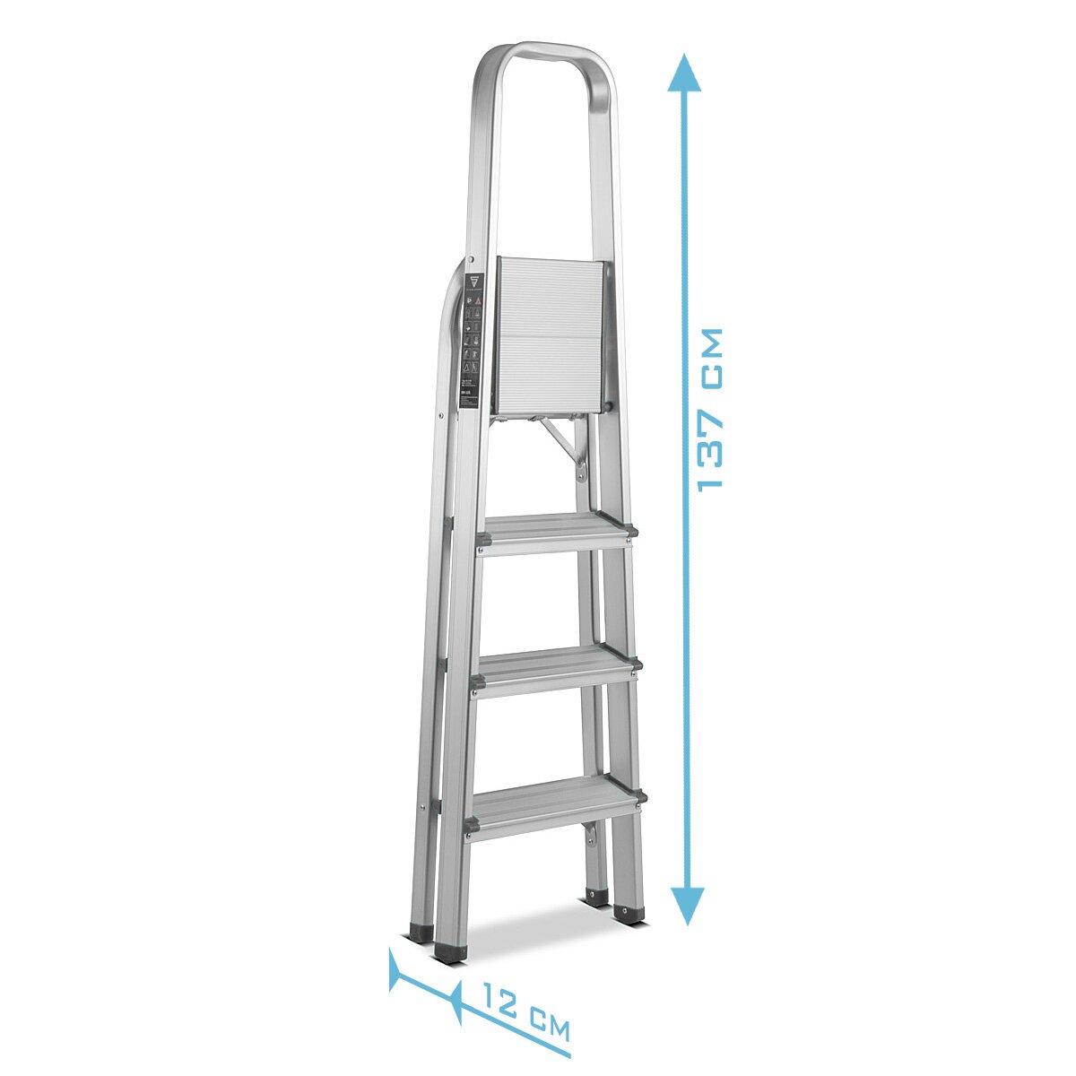 Stahlwerk Stahleiter HL-4 ST 150 kg, 4 gradini, altezza del supporto 78 cm, scala in alluminio / conduttore pieghevole / scala a gradini / scala multiuso con germogli non slip tra cui una garanzia del produttore di 7 anni