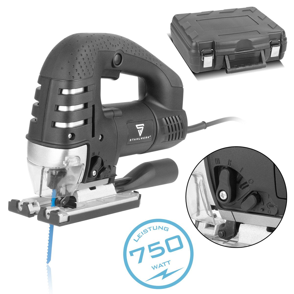 Stahlwerk stab saw JSB -750 ST with 700 W, 600 - 2,800 rpm and 45 ° inclination angle Electrical saw | Pendulum saws | Pendulum stroke saw with guide rail for sawing wood, metal and plastic