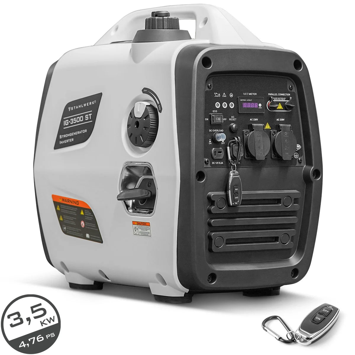 STAHLWERK IG-3500 ST Benzin Generator 3,5 kW | 4,76 PS Inverter Stromgenerator | Multi-Versorgungs Generator | Notstromaggregat, 4-Takt, 5-Verbraucher-Anschlüsse, verbrauchseffizient und wartungsarm