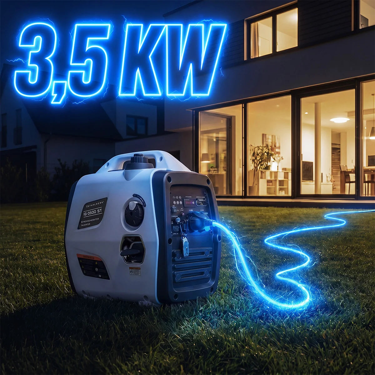 STAHLWERK IG-3500 ST Benzin Generator 3,5 kW | 4,76 PS Inverter Stromgenerator | Multi-Versorgungs Generator | Notstromaggregat, 4-Takt, 5-Verbraucher-Anschlüsse, verbrauchseffizient und wartungsarm
