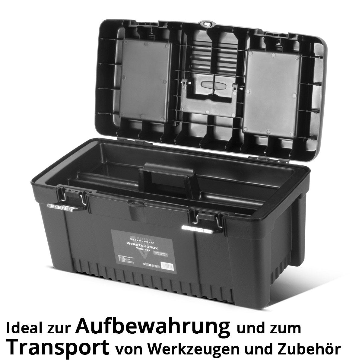 Stahlwerk Toolbox Set with 4 empty tool boxes | Tool box | Tool case | Tool box | Tool organizer | 4 in 1 module system with integrated range boxes