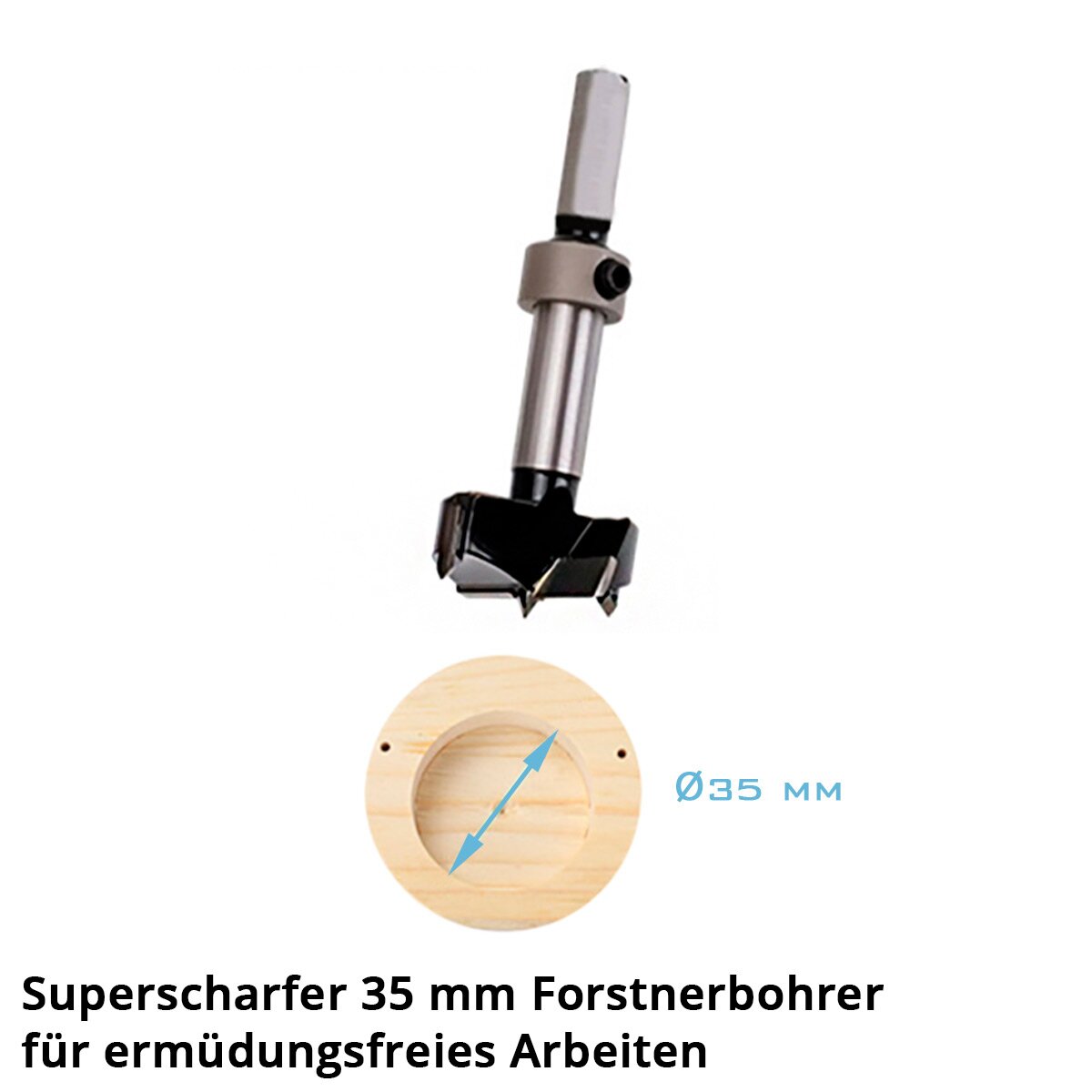 Steelworks pot tape drilling template with 35 mm forest drill hinge hole drill | Drilling help | Drilling | Drilling apprenticeship for drilling hinge holes