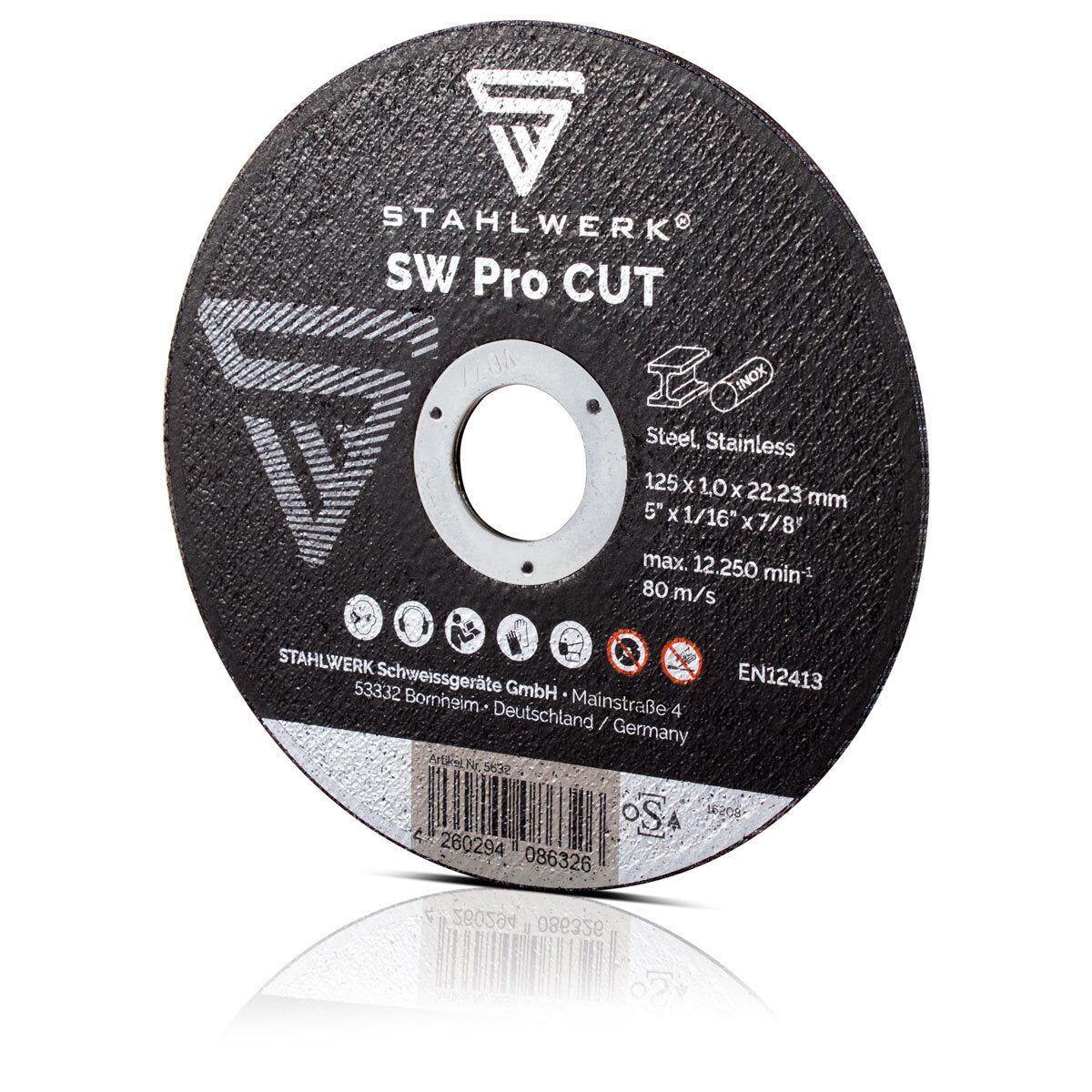 Steelwork SW Pro Cut 25 Set 125 x 1,0 x 22,23 mm | 5 «x 3/64 x 7/8« Roues de broyage | Flex tranches de broyeur d'angle pour séparer l'acier, l'acier inoxydable, l'aluminium et les ne-métaux