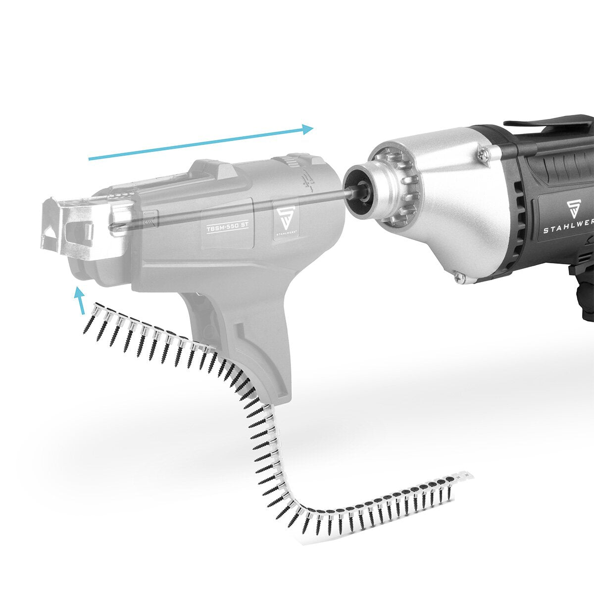 STAHLWERK Trockenbauschrauber mit Magazin TBSM-550 ST mit 550 W und 0 - 5500 U/min Schnellschrauber | Bauschrauber | Elektroschrauber | Schnellbauschrauber | Magazinschrauber