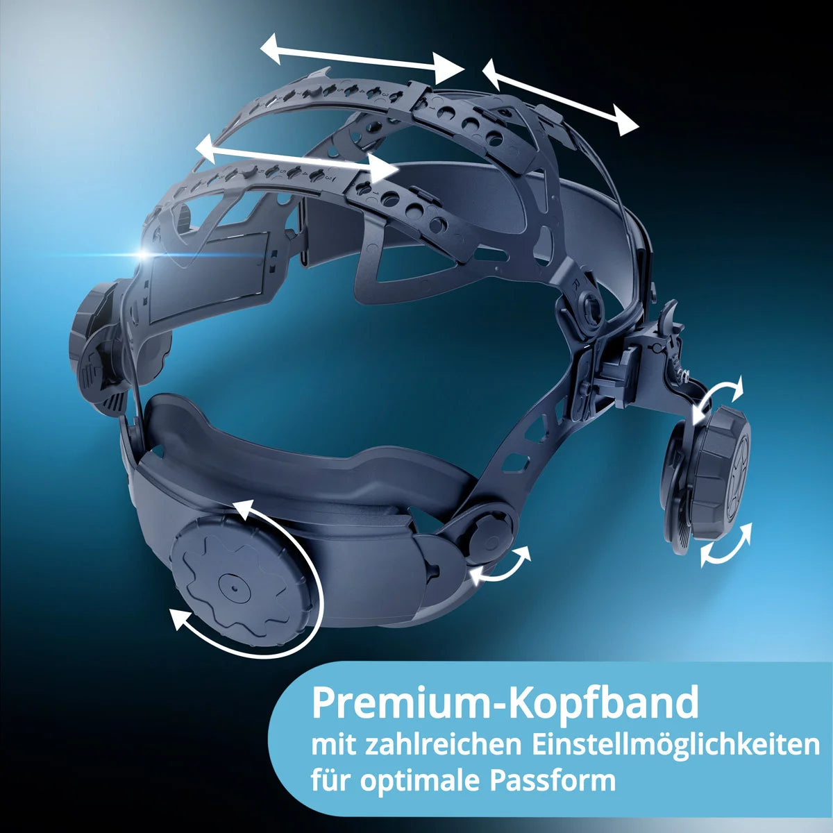 STAHLWERK Universal-Kopfband für Automatik-Schweißhelme | Vielseitige Einstellmöglichkeiten | Ergonomische Passform | Integriertes Kopfpolster | Austauschbares Schweißband | Atmungsaktiv und leicht