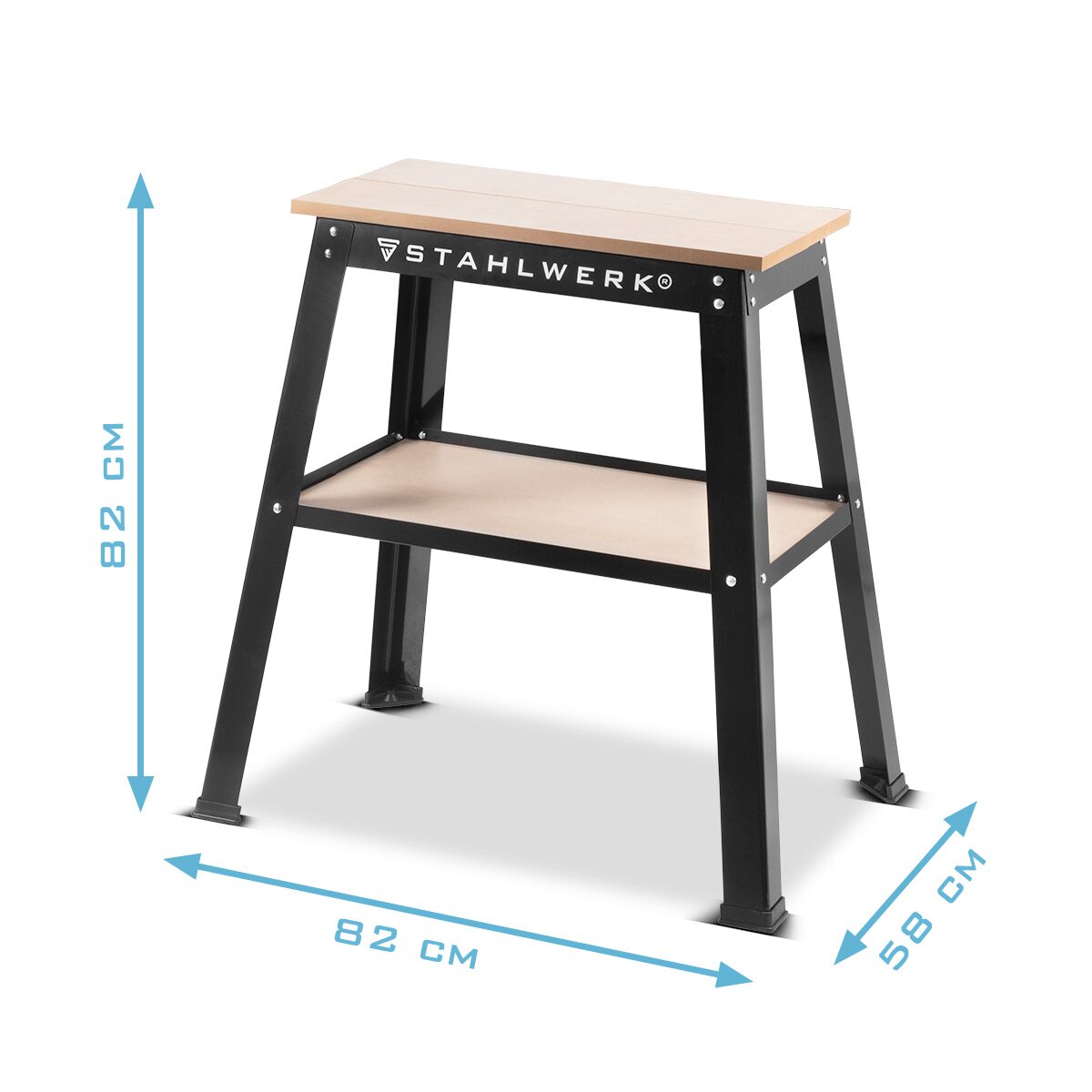 STAHLWERK Universal-Maschinenständer UM-10 ST mit 225 kg Tragkraft 82 x 58 x 82 cm verstellbarer Maschinentisch | Maschinenuntergestell | Werktisch | Werkbank | Werkstatttisch