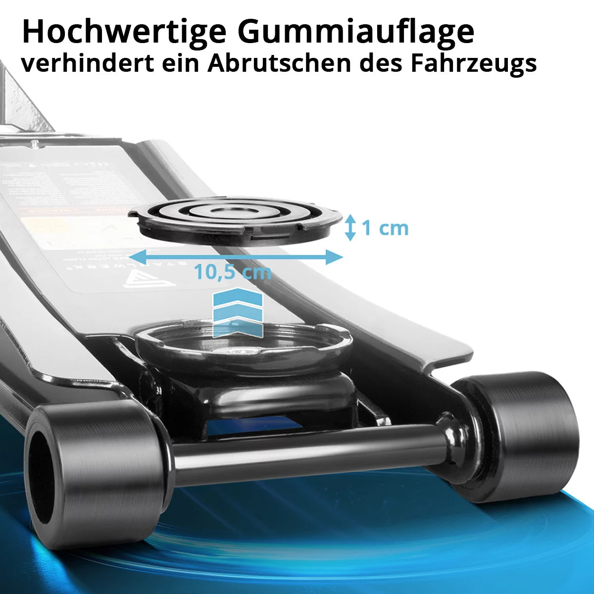 STAHLWERK Wagenheber WHF-73 ST mit 3 t Tragkraft, Long-Life-Stahlrollen, Doppelhubkolben und 73-500 mm Hubbereich | Extra flacher Rangierwagenheber | Hydraulik-Wagenheber | Schwarzer Autoheber