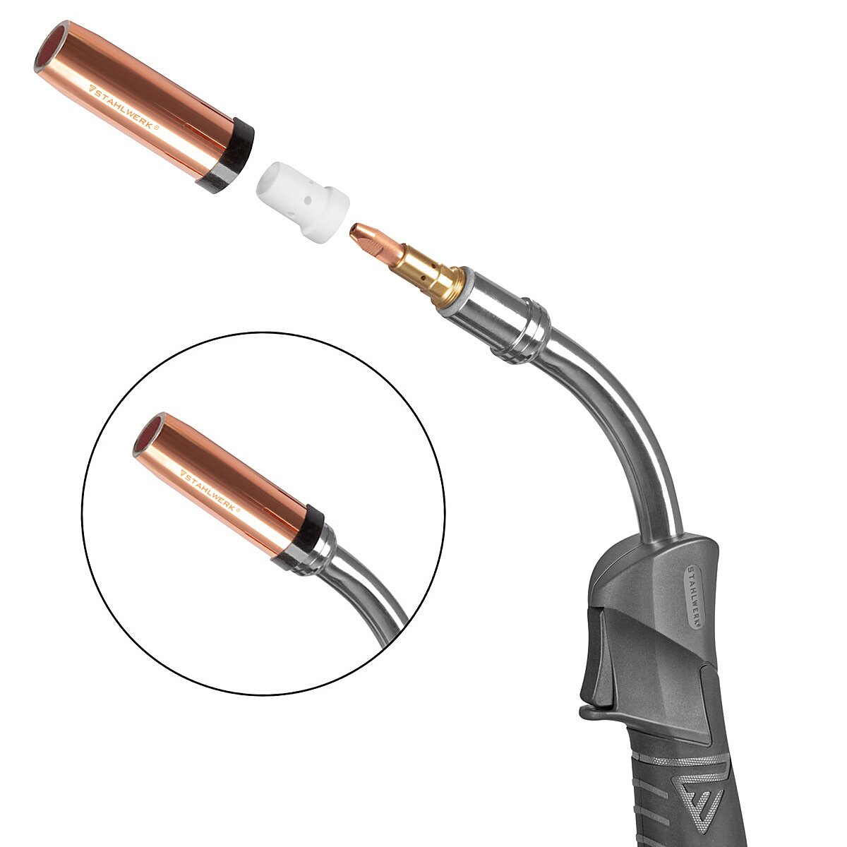 Steel mill water -cooled Mig Mag welding torch AK501D | MB501D to 500 A with 3 m protective gas hose package and Euro central connection including water cooler with 370 W and 6 l tank