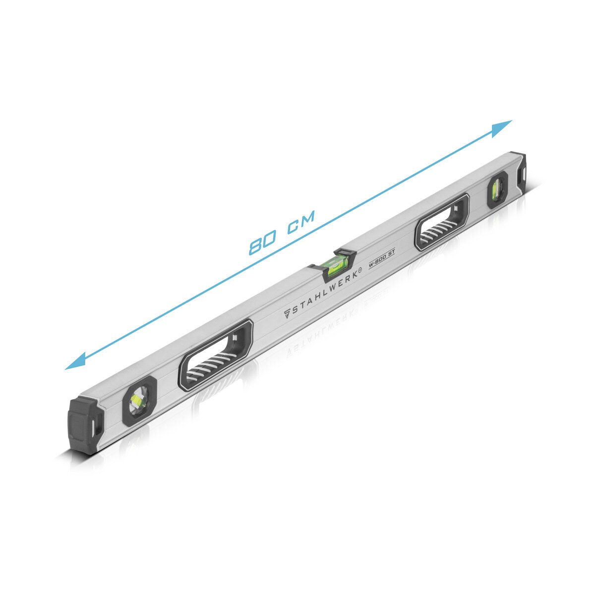 STAHLWERK Wasserwaage W-800 ST aus Aluminium mit 800 mm Länge magnetische Richtwaage | Magnet-Wasserwaage | Aluminium-Wasserwaage