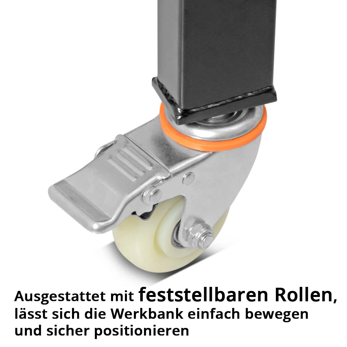 STAHLWERK Werkbank mit Rollen | 120 x 60 cm | Höhenverstellbar 92-104 cm | Tragfähigkeit 365 kg | mobile Werkbank