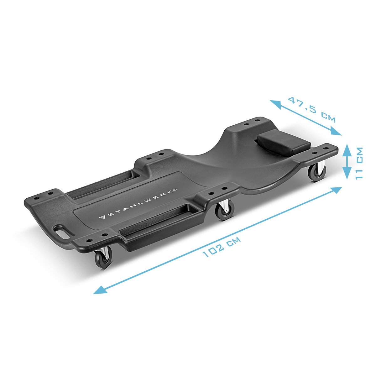 Steelworks otomobil rollerboard RC-40 ST 500 kg yük kapasitesi ve 6 hareketli silindir, ergonomik montaj rulo kartı | Meclis Salonu | Atölye Trol Kurulu | Sağlam plastikten yapılmış atölye salonu