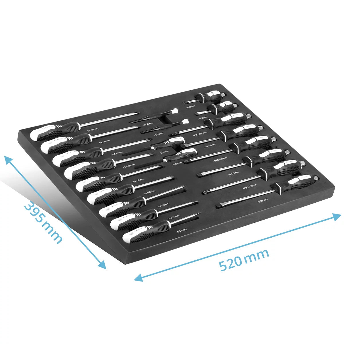 STAHLWERK 21-teiliges Schraubendreher-Set PH und SL in Schaumstoffeinlage |Inlay für Werkstattwagen| Hochwertiges Werkzeug in Werkzeugwageneinlage |Perfekte Ordnung in der Werkstatt