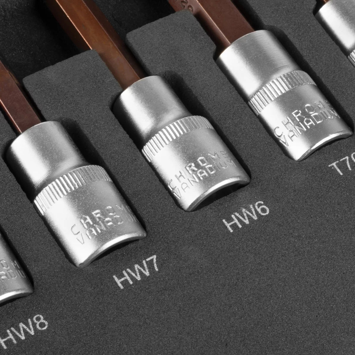 STAHLWERK 43-teiliges Steckschlüssel-Set in Schaumstoffeinlage für Werkstattwagen | Hochwertige Sechskantschlüssel innen und außen mit 1/2" Aufnahme | Hohe Torsionsbelastung |Alle gängigen Größen