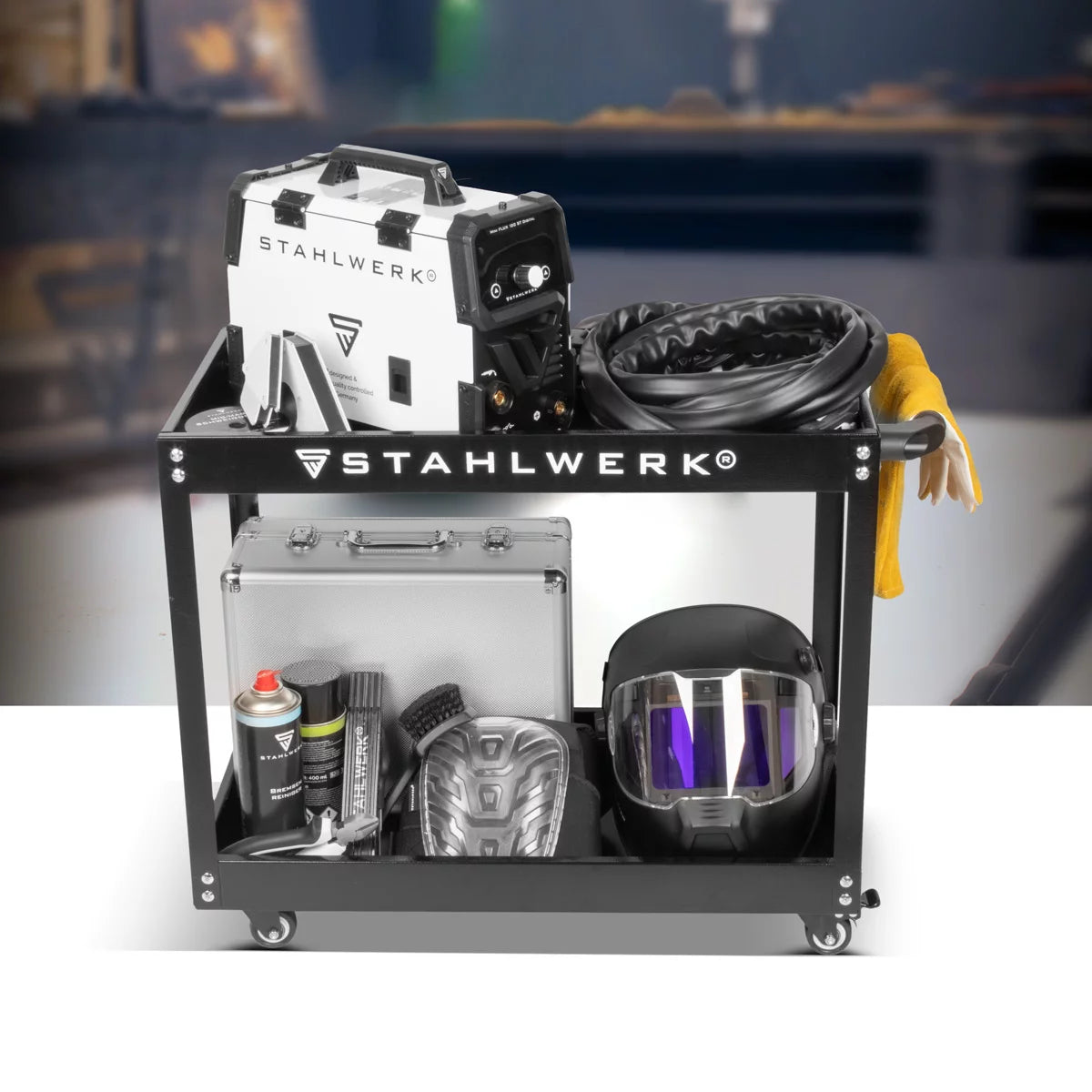 STAHLWERK Werkzeugwagen ST-575 Werkstattwagen | Rollwagen | Transportwagen | Montagewagen | Plattformwagen | Etagenwagen mit 2 Ladeflächen
