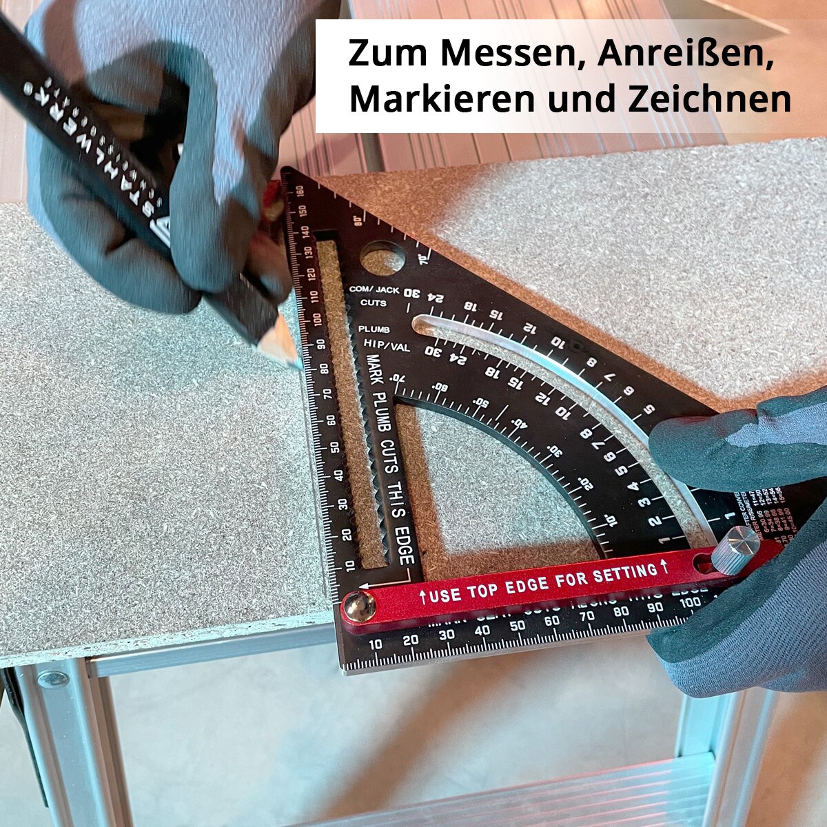 Steel mill Winkeld triangle with the attack of metric aluminum ceiling meters | Matt angle triangle | Zimmermannswinkel | Multifunctional angle for precise measurement, tearing, marking and drawing