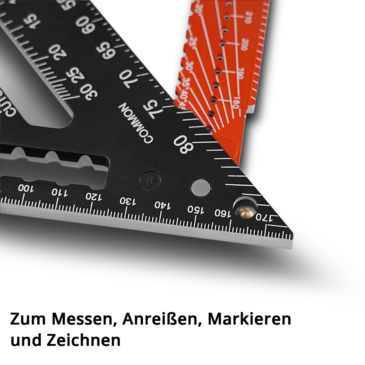 STAHLWERK Winkeldreieck mit Anschlag Aluminium-Winkelmesser | Anschlagwinkeldreieck | Zimmermannswinkel | Multifunktionswinkel zum präzisen Messen, Anreißen, Markieren und Zeichnen