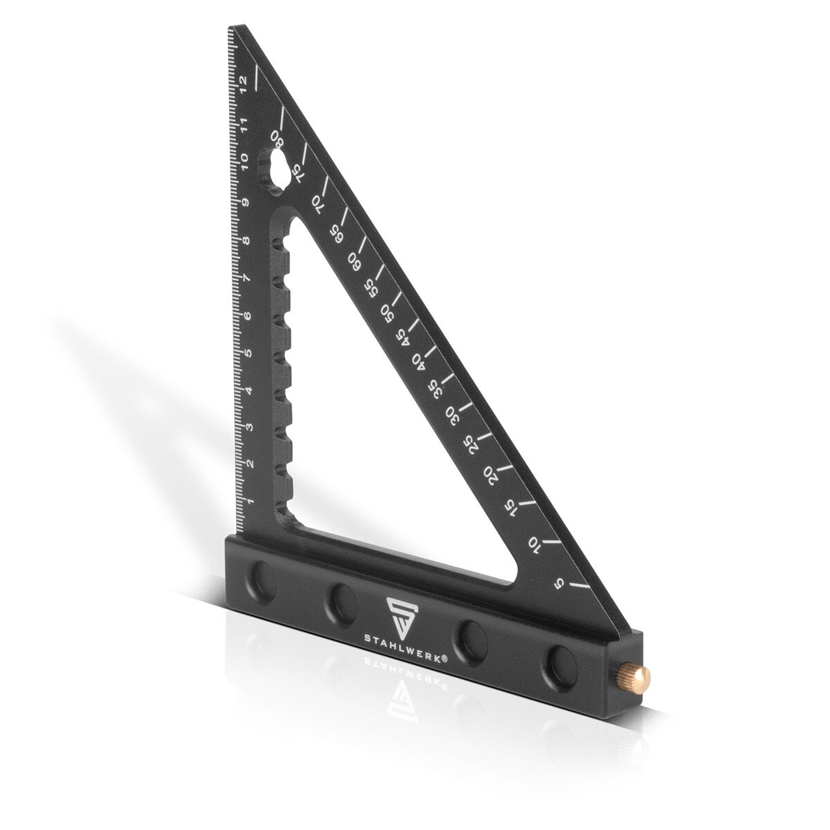 Steelworks Winkeld triangle with stop and marking needle metric aluminum angle-angelline | Matt angle triangle | Zimmermannswinkel for the precise measurement, torn, mark and draw