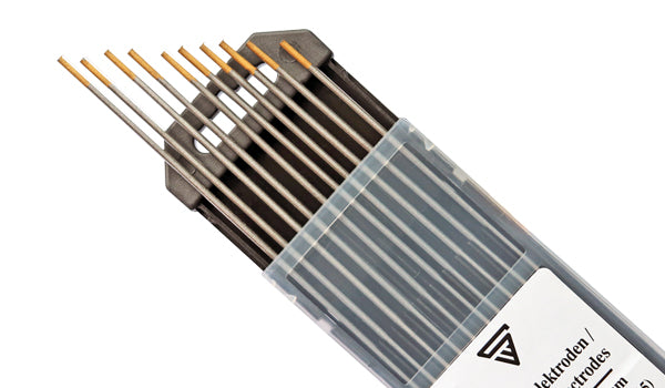 Steelwork tungsten electrodes / welding electrodes 1.6 x 175 mm WL15 gold in the practical 10 set set