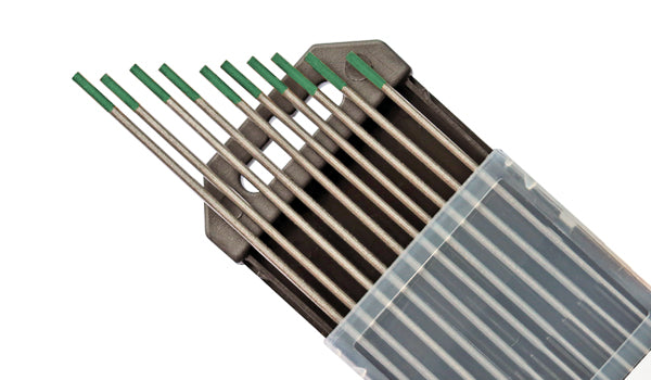 Steelwork tungsten electrodes / welding electrodes WP green 2.4 mm x 175 mm in the practical 10 set set