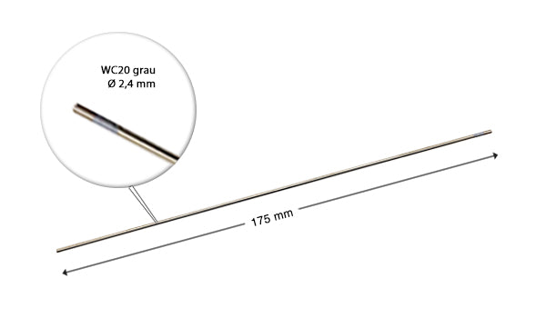 Steelwork tungsten electrodes / welding electrodes WC20 gray 2.4 x 175 mm in the practical 10 set set