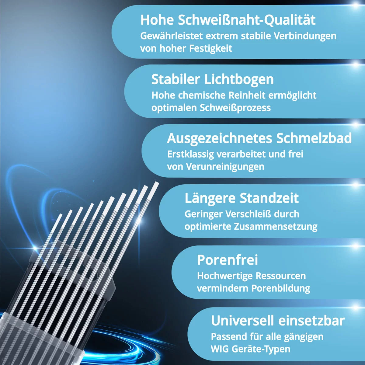 STAHLWERK Wolframelektroden / Schweißelektroden WZ8 Weiss 1,6 + 2,4 mm je 5 im praktischen 10er Set