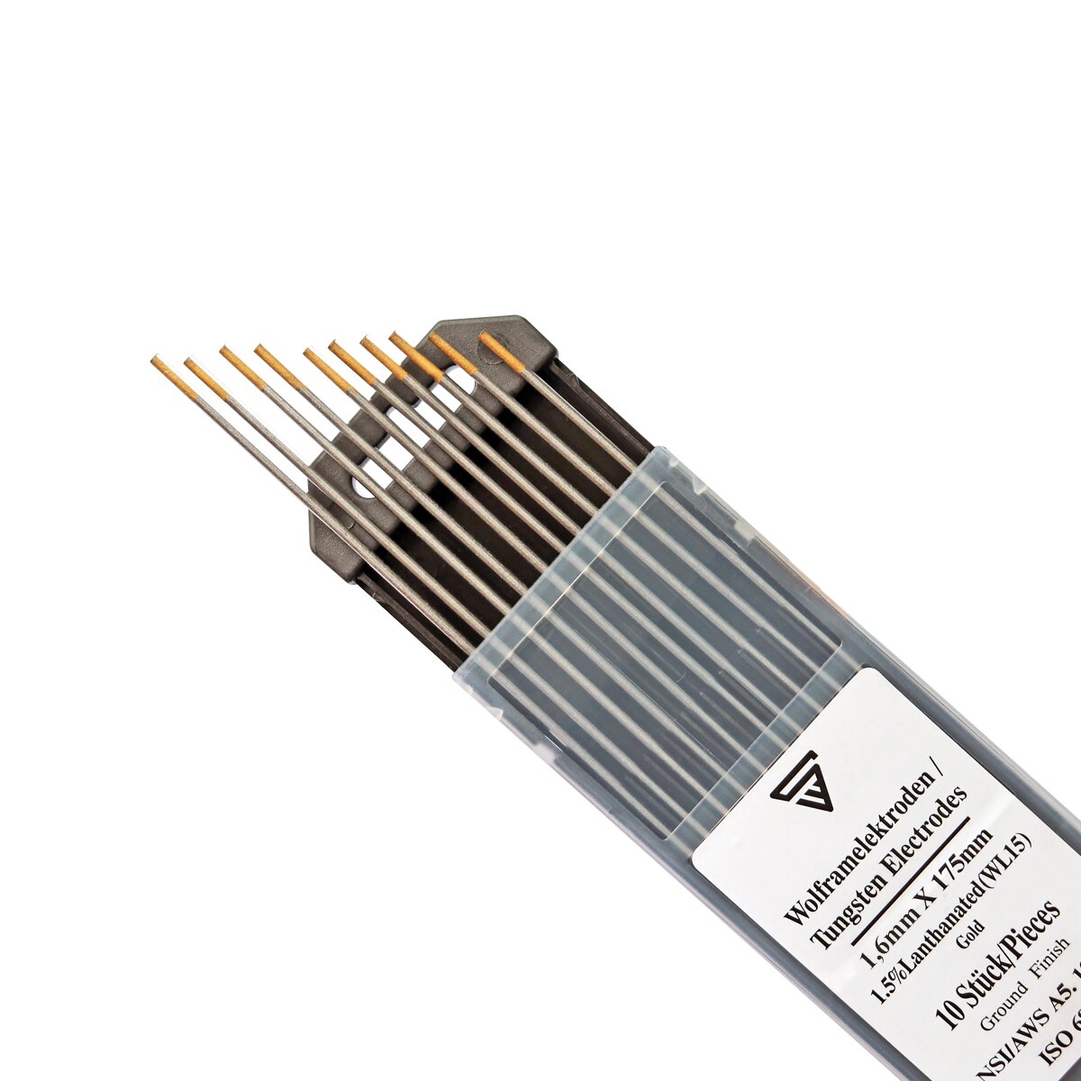 Steelwork tungsten electrodes / welding electrodes 1.6 x 175 mm WL15 gold in the practical 10 set set