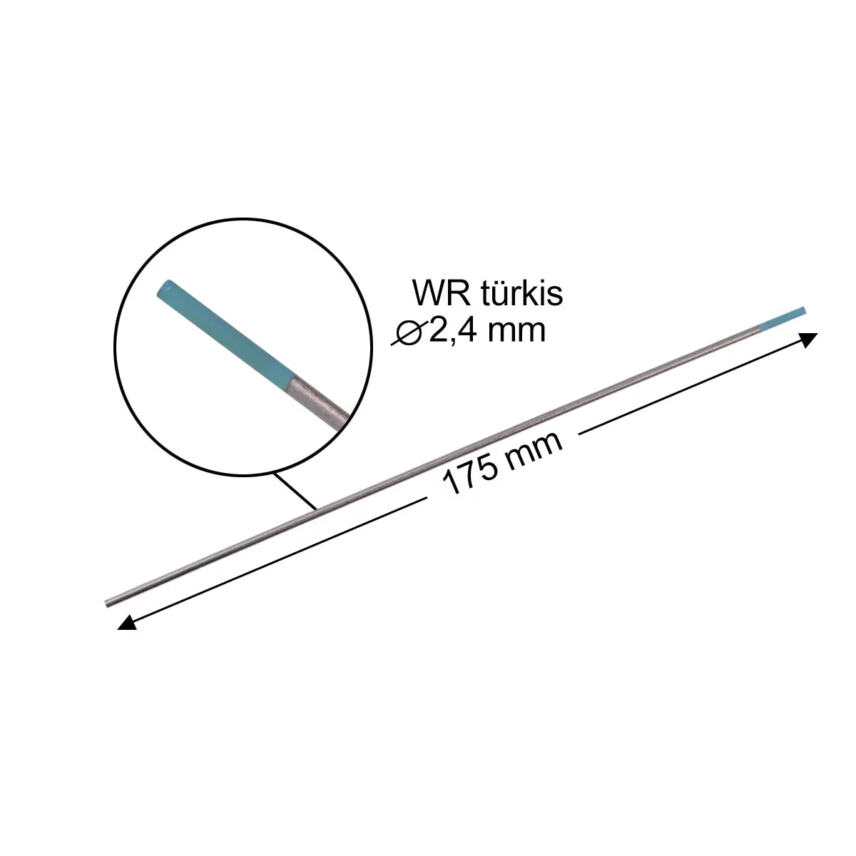 STAHLWERK 10er Set Wolframelektroden WR Türkis, Durchmesser 2,4 mm, Perfektes Zündverhalten zum Schweißen von Aluminium, legierten und unlegierten Stählen.
