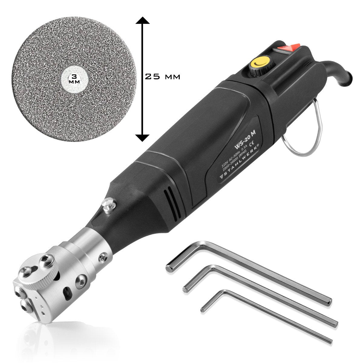 STAHLWERK Wolframschleifgerät WS-20 M mit 125 Watt / Wolframschleifer / Elektrodenschleifgerät zum Schärfen und Anschleifen von Wolframelektroden