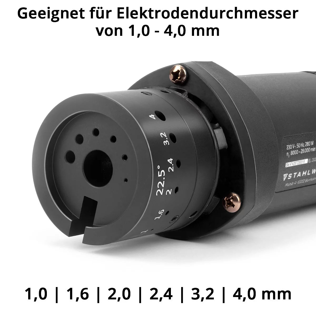 Steelwork tungsten grinding device WS -28 ST with 280 W and 800 - 28,000 rpm WIG electrode grinding device | Wolfram grinder | Electrode sharpener for sanding 1.0 - 4.0 mm tungsten electrodes