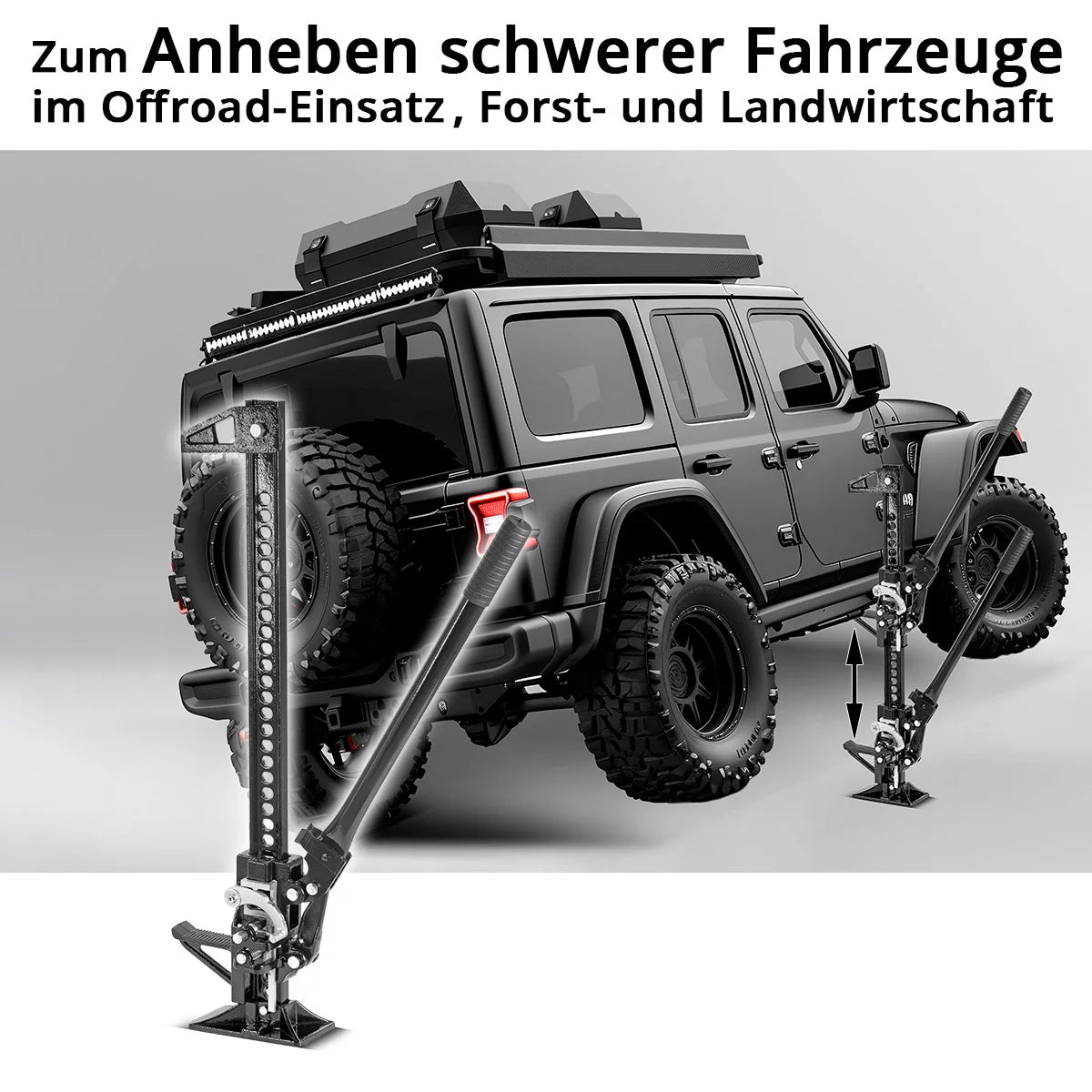 STAHLWERK Zahnstangenheber 33" mit 3 t Tragkraft und 13-64,5 cm Hubhöhe Farm-Jack | Schwerlast-Wagenheber | Zahnstangenwinde | Stockwinde | Offroad-Wagenheber | High-Lift-Jack | Allzweckheber