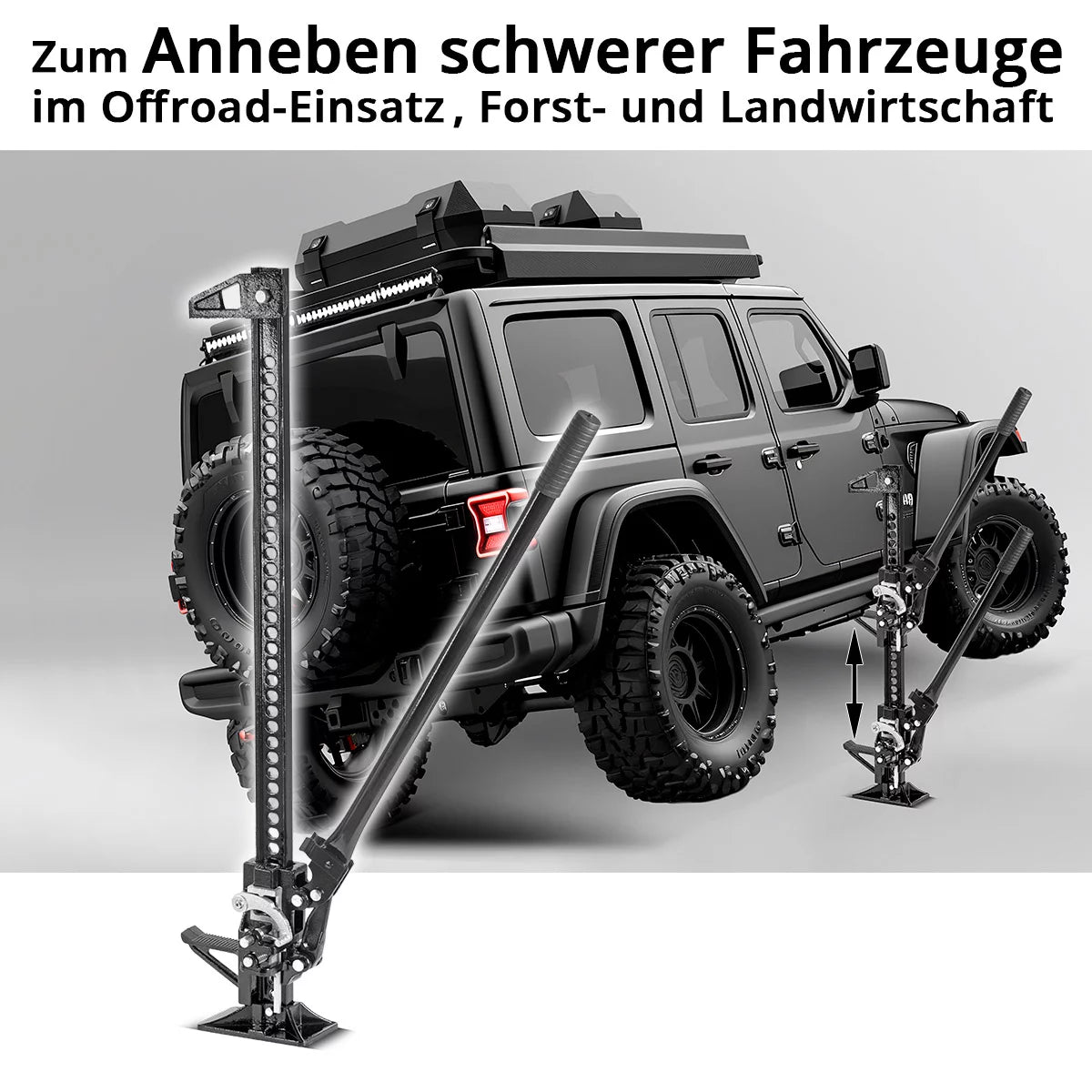 STAHLWERK Zahnstangenheber 48" mit 3 t Tragkraft und 13-104,5 cm Hubhöhe Farm-Jack | Schwerlast-Wagenheber | Zahnstangenwinde | Stockwinde | Offroad-Wagenheber | High-Lift-Jack | Allzweckheber