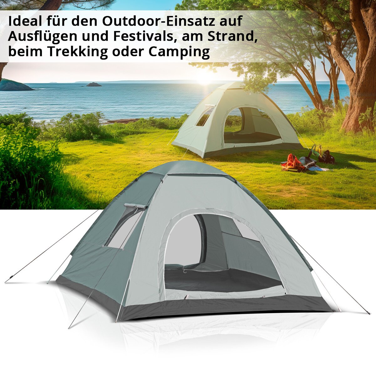 Stahlwerk Camping tent Z-200 ST 200 x 200 cm self-building pop-up tent | Wurf tent | Igluzelt | Folding tent | Dome tent | Trekking tent | Tent for 2-3 people including transport bag