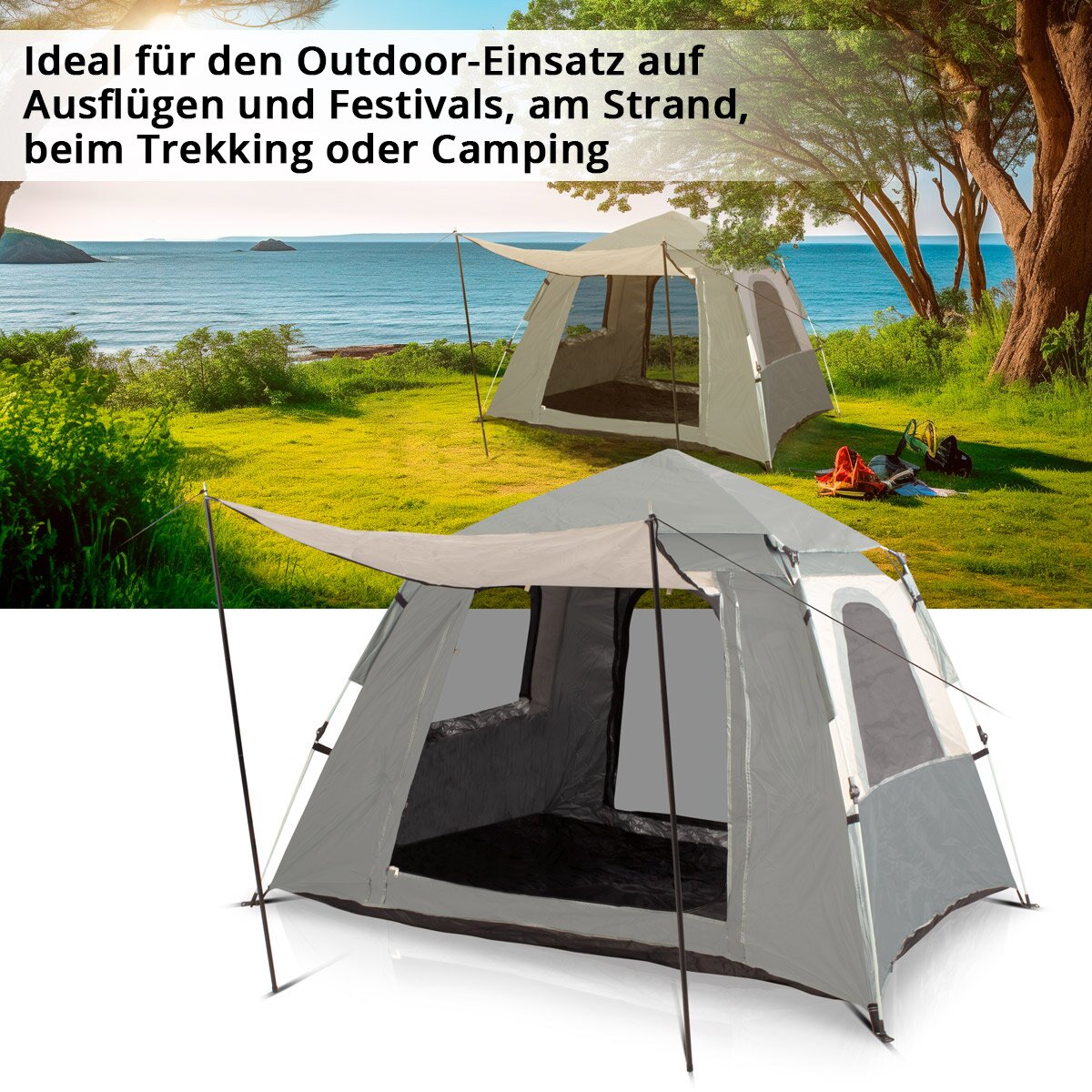 STAHLWERK Campingzelt Z-210 ST 210 x 160 cm selbstaufbauendes Pop-Up-Zelt | Wurfzelt | Igluzelt | Faltzelt | Kuppelzelt | Trekkingzelt | Zelt für 1-2 Personen inklusive Transporttasche