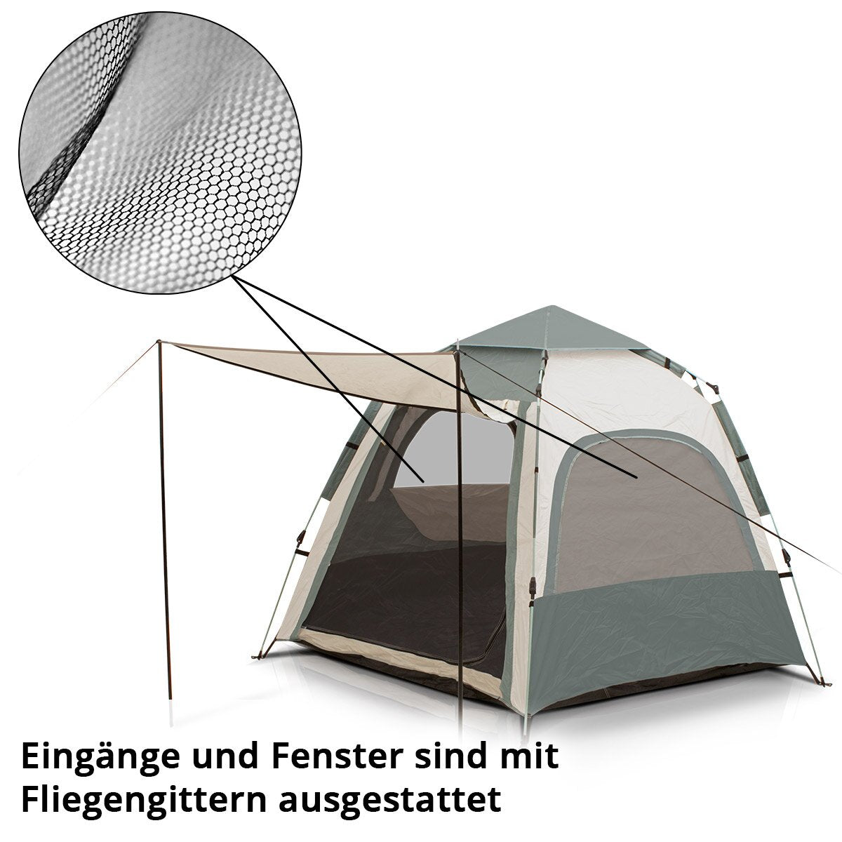 STAHLWERK Campingzelt Z-273 ST 273 x 273 cm selbstaufbauendes Pop-Up-Zelt | Wurfzelt | Igluzelt | Faltzelt | Kuppelzelt | Trekkingzelt | Zelt für 3-4 Personen inklusive Transporttasche