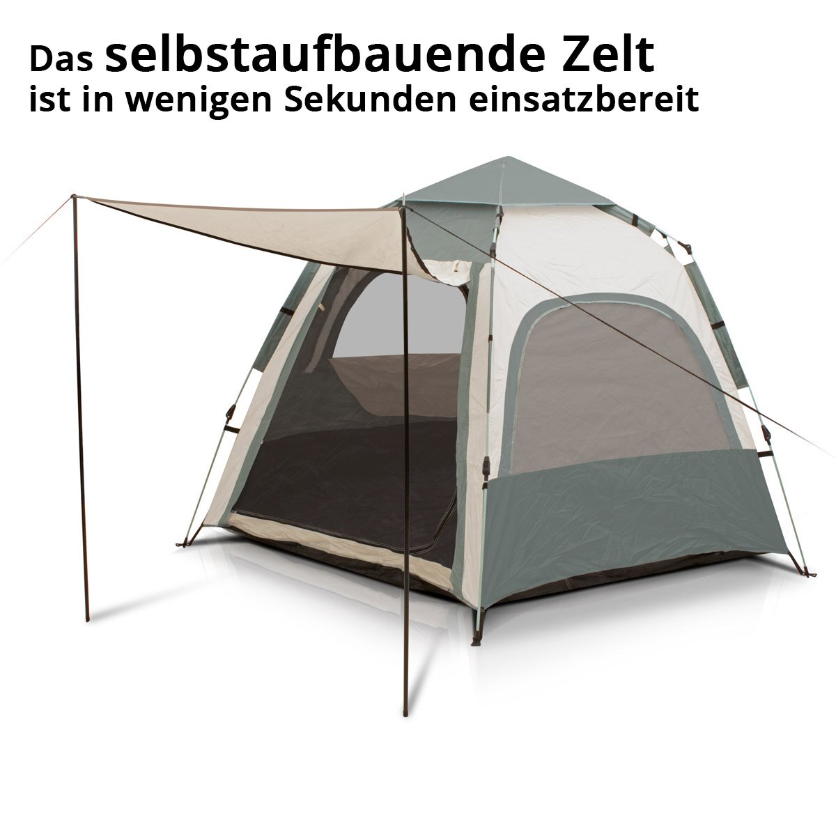 STAHLWERK Campingzelt Z-273 ST 273 x 273 cm selbstaufbauendes Pop-Up-Zelt | Wurfzelt | Igluzelt | Faltzelt | Kuppelzelt | Trekkingzelt | Zelt für 3-4 Personen inklusive Transporttasche