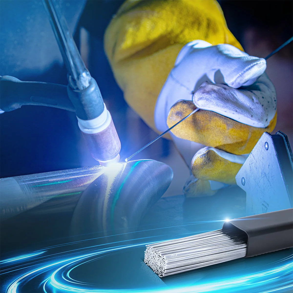 STAHLWERK WIG Schweißstäbe ER4043Si5 Aluminium hochlegiert / Ø 1,6 mm x 500 mm / 2 kg / inklusive Aufbewahrungsbox